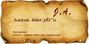 Justus Adorján névjegykártya